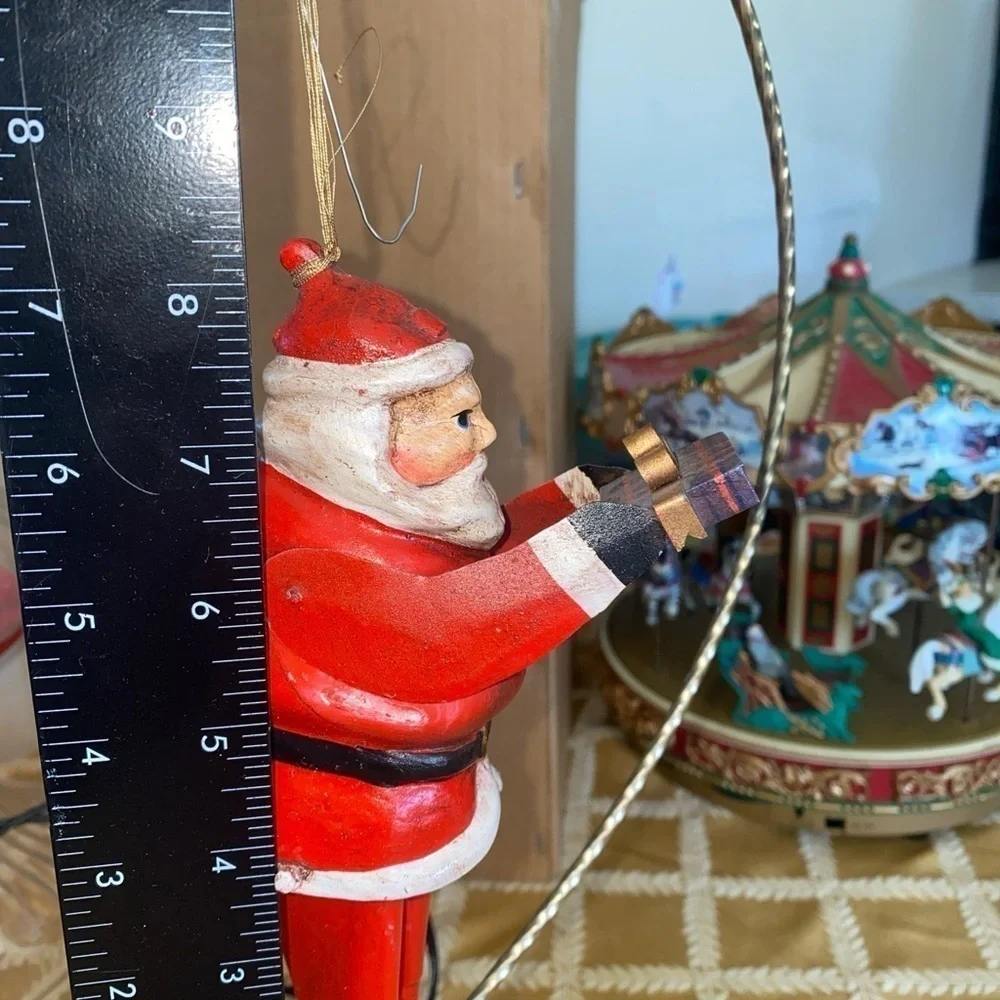 Vintage Metal Santa Claus‎ Ornament Christmas, Santa with present